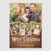 Kerstblauw blauw hout 4-fotografische kaart (Voorkant)