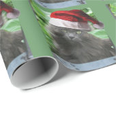 Kerstblauw blauw langharige kat cadeaupapier (Rol Hoek)