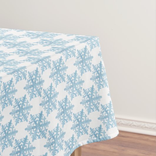 Kerstblauw blauw Waterverf Snowflakes Patroon Tafelkleed (Voorbeeld)