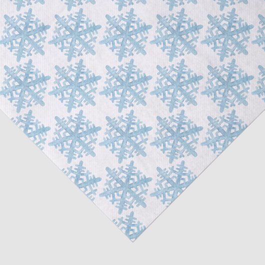 Kerstblauw blauw Waterverf Snowflakes Patroon Tissuepapier (Detail)