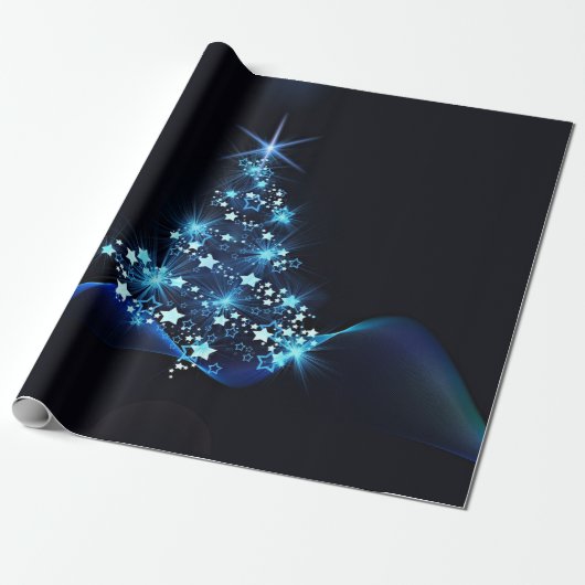 Kerstblauw Cadeaupapier (Uitgerold)