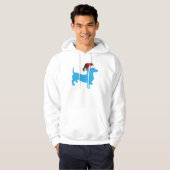 Kerstblauw Dachshund Hoodie (Voorkant volledig)