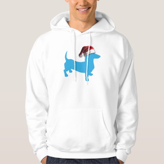 Kerstblauw Dachshund Hoodie (Voorkant)