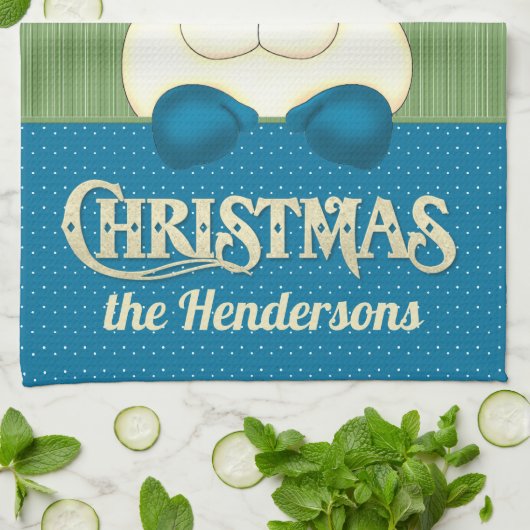 Kerstblauw en groene cook's theedoek (Gevouwen)