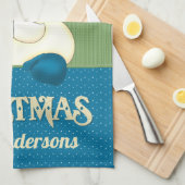 Kerstblauw en groene cook's theedoek (Quarter Fold)