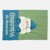 Kerstblauw en groene cook's theedoek (Horizontaal)