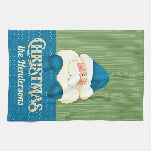 Kerstblauw en groene cook's theedoek (Horizontaal)