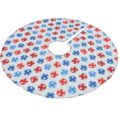 Kerstblauw en rode ornamenten met sneeuwvlokken kerstboom rok (Gekanteld)