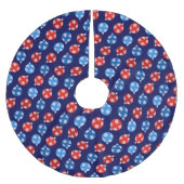 Kerstblauw en rode ornamenten met sneeuwvlokken kerstboom rok (Voorkant)