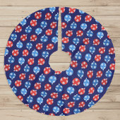 Kerstblauw en rode ornamenten met sneeuwvlokken kerstboom rok
