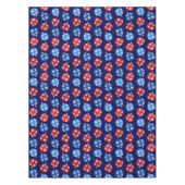 Kerstblauw en rode ornamenten met sneeuwvlokken tafelkleed (Voorkant)