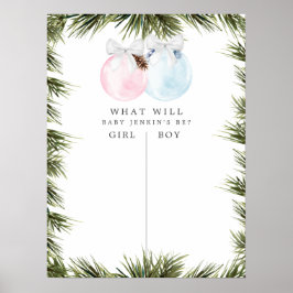 Kerstblauw en roze seksespecifiek poster