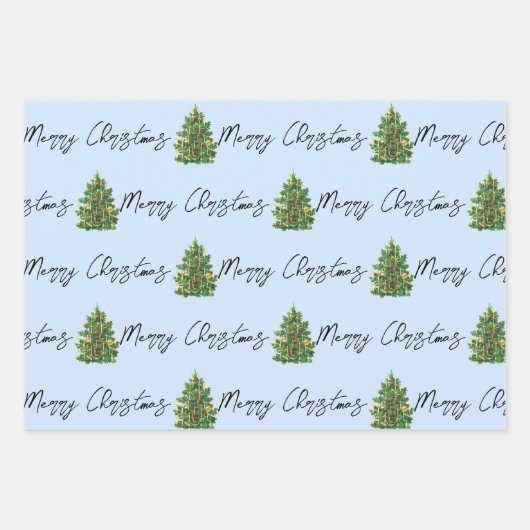 Kerstblauw en wit patroon inpakpapier vel (Voorkant 3)