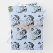 Kerstblauw en wit patroon inpakpapier vel (In situ)