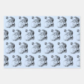 Kerstblauw en wit patroon inpakpapier vel (Voorkant)