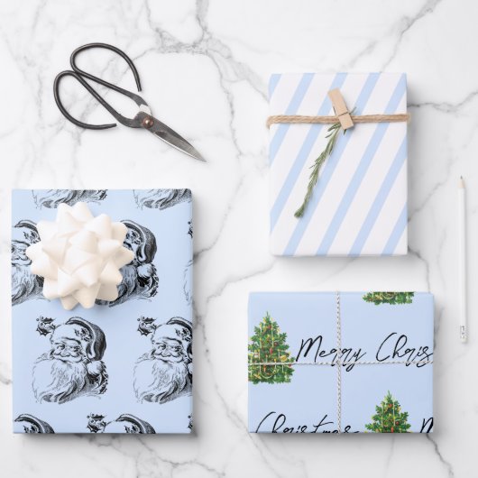 Kerstblauw en wit patroon inpakpapier vel (Voorkant)
