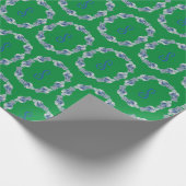 Kerstblauw en witte gember jar cadeaupapier (Hoek)