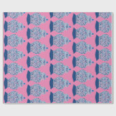 Kerstblauw en witte gember jar cadeaupapier (Vlak)