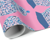 Kerstblauw en witte gember jar cadeaupapier (Rol Hoek)