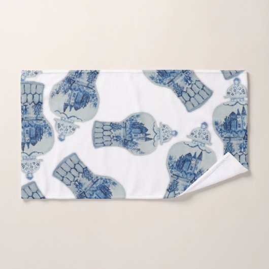 Kerstblauw en witte gember jar handdoek (Handdoek)