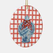 Kerstblauw en witte gember jar keramisch ornament (Rechts)