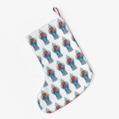 Kerstblauw en witte gember jar kleine kerstsok (Achterkant (Hangend))