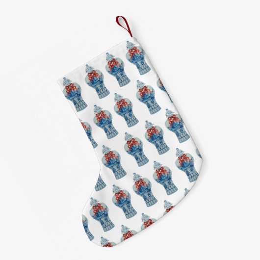 Kerstblauw en witte gember jar kleine kerstsok (Achterkant (Hangend))