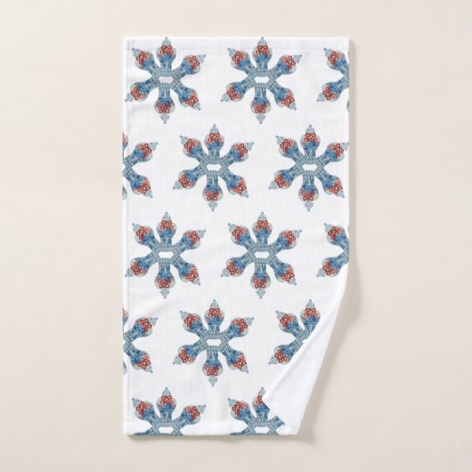Kerstblauw en witte gember jar Snowflake Handdoek (Handdoek)