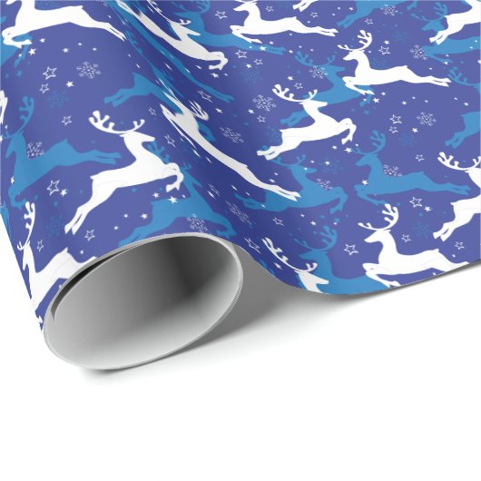 Kerstblauw en witte pomp cadeaupapier (Rol Hoek)