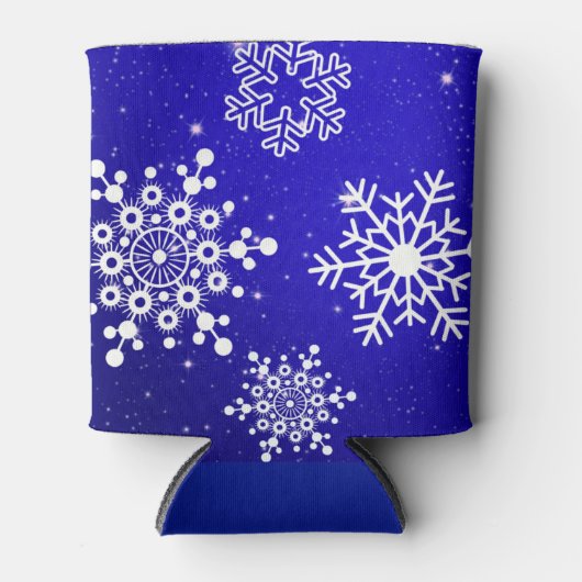 Kerstblauw en witte sinaasappel blikjeskoeler (Voorkant)