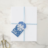 Kerstblauw en witte sneeuwvlok cadeaulabel (Met Touw)