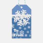 Kerstblauw en witte sneeuwvlok cadeaulabel (Voorkant)
