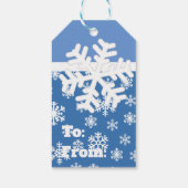 Kerstblauw en witte sneeuwvlok cadeaulabel (Achterkant)