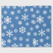 Kerstblauw en witte sneeuwvlok cadeaupapier (Vlak)