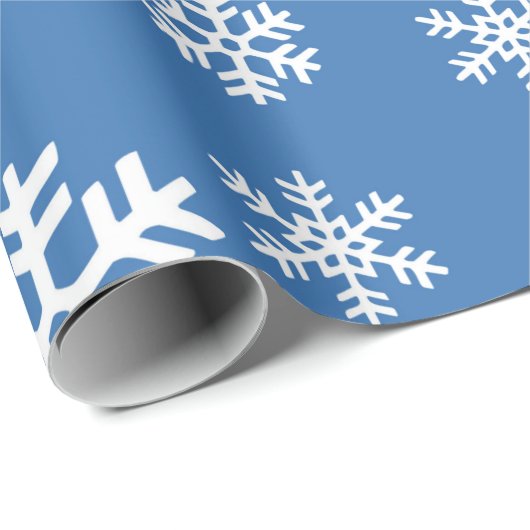 Kerstblauw en witte sneeuwvlok cadeaupapier (Rol Hoek)