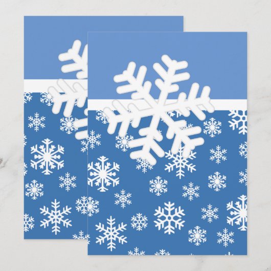 Kerstblauw en witte sneeuwvlok kaart (Voorkant / Achterkant)