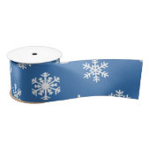 Kerstblauw en witte sneeuwvlok satijnen lint (Spoel)