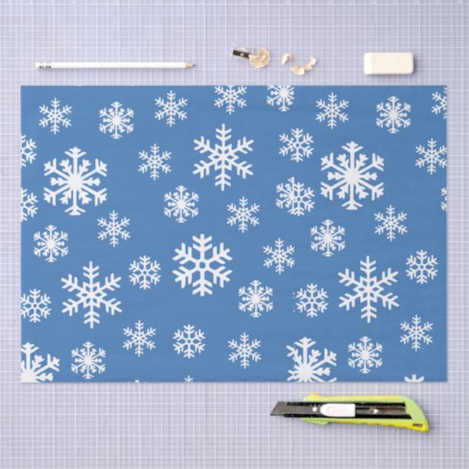 Kerstblauw en witte sneeuwvlok tissuepapier (Craft)
