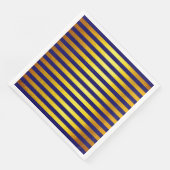 Kerstblauw Faux Gold Striped Paper Napkin Servet (Hoek)