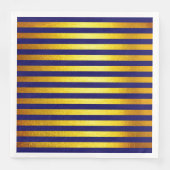Kerstblauw Faux Gold Striped Paper Napkin Servet (Voorkant)