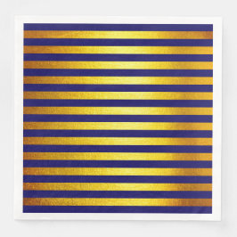 Kerstblauw Faux Gold Striped Paper Napkin Servet