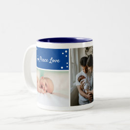 Kerstblauw feestdag Foto collage twee-toon twee Tweekleurige Koffiemok