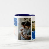 Kerstblauw feestdag Foto collage twee-toon twee Tweekleurige Koffiemok (Center)