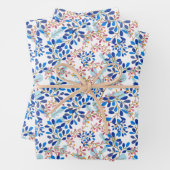 kerstblauw feestflapje inpakpapier vel (In situ)