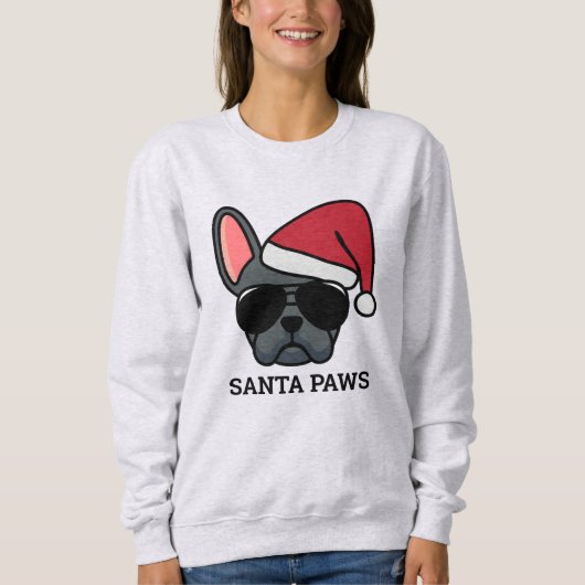 Kerstblauw Frans Bulldog Sweatshirt (Voorkant)