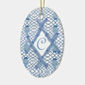 Kerstblauw Ginger-keramisch keramisch oranje Keramisch Ornament (Links)