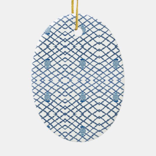 Kerstblauw Ginger-keramisch keramisch oranje Keramisch Ornament (Achterkant)