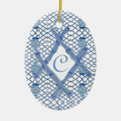 Kerstblauw Ginger-keramisch keramisch oranje Ornament (Voorkant)