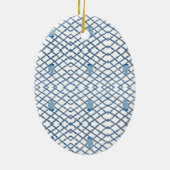 Kerstblauw Ginger-keramisch keramisch oranje Ornament (Achterkant)