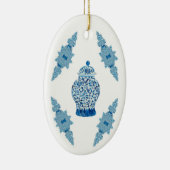 kerstblauw Ginger-keramisch Ornament (Rechts)